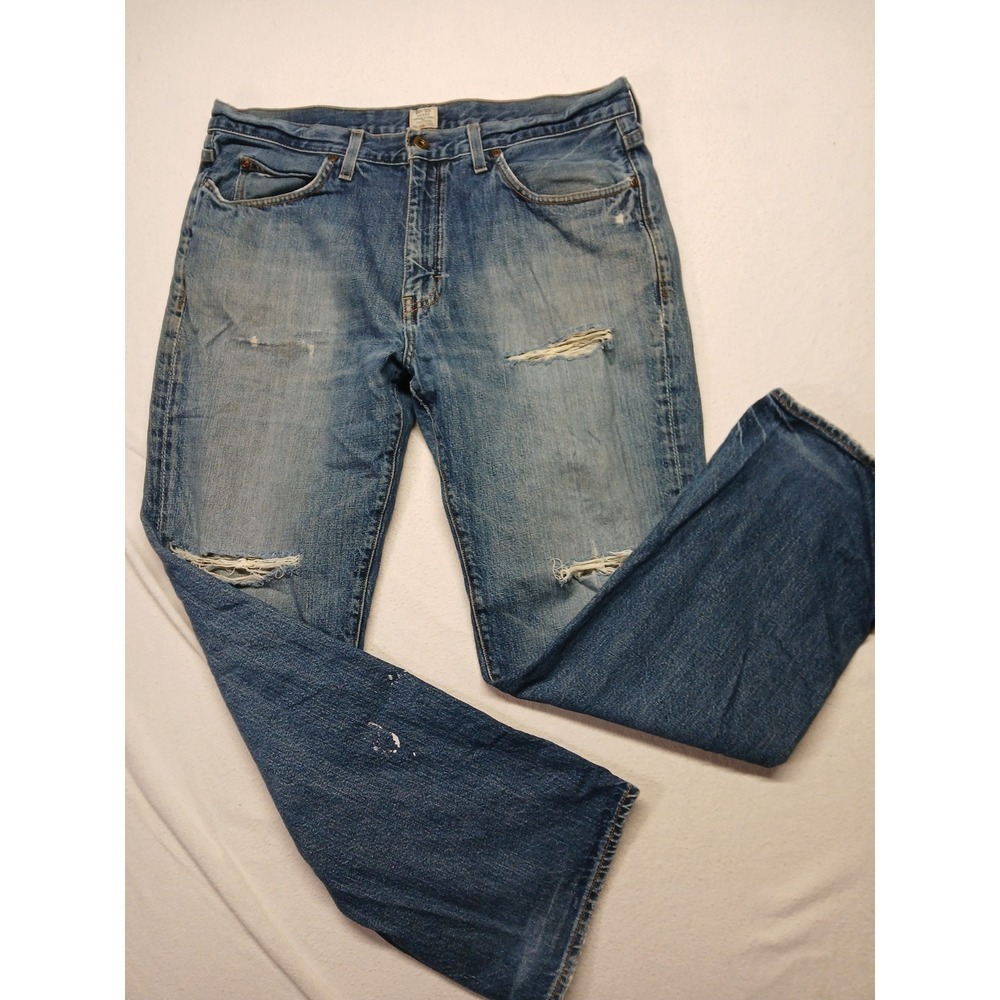 J Crew Men Jeans Sz 34x30 Cotton Vintage Slim Straight Distressed Made In Canada